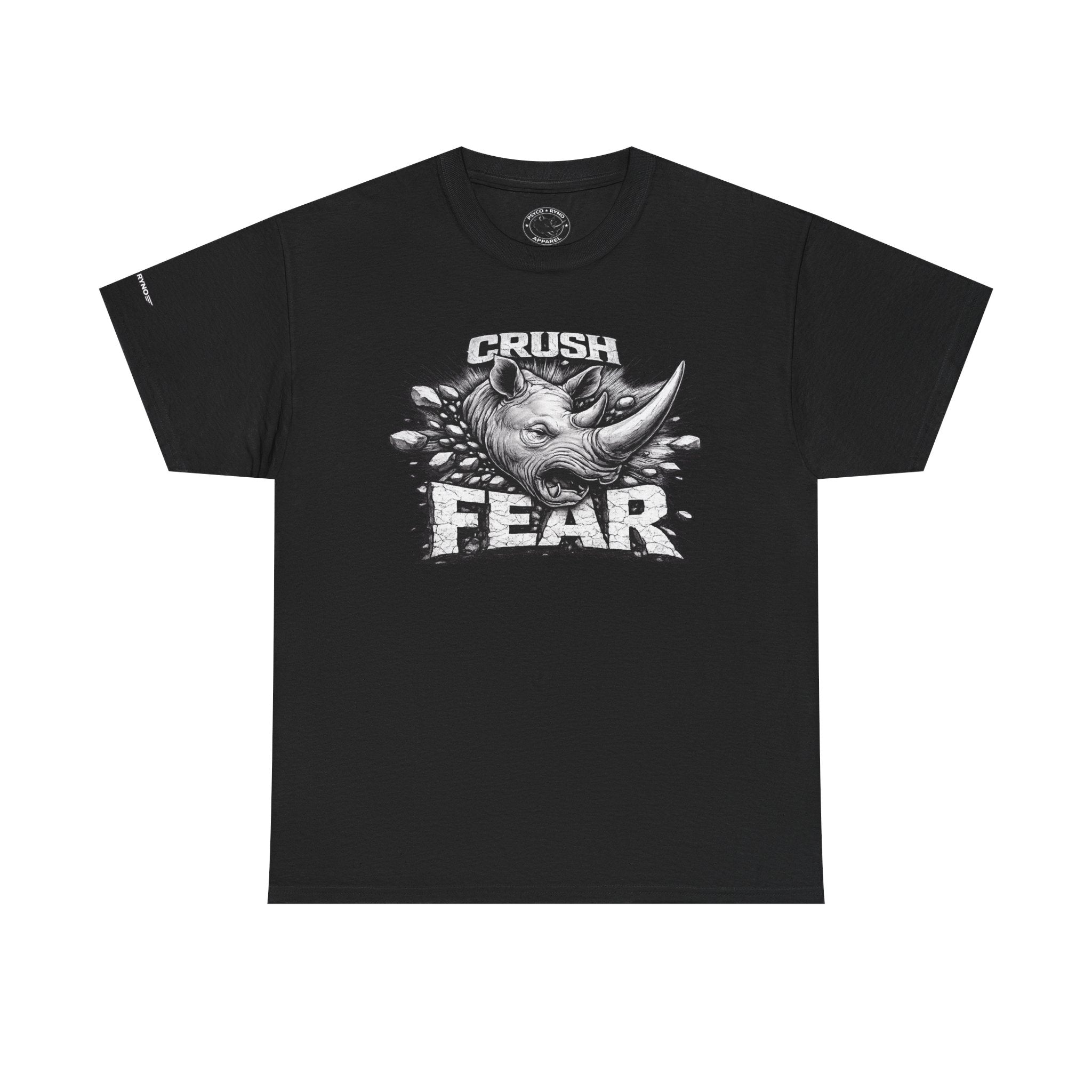 Crush Fear Rhinoceros Tee | Psycho Ryno Apparel, Bold Graphic Shirt