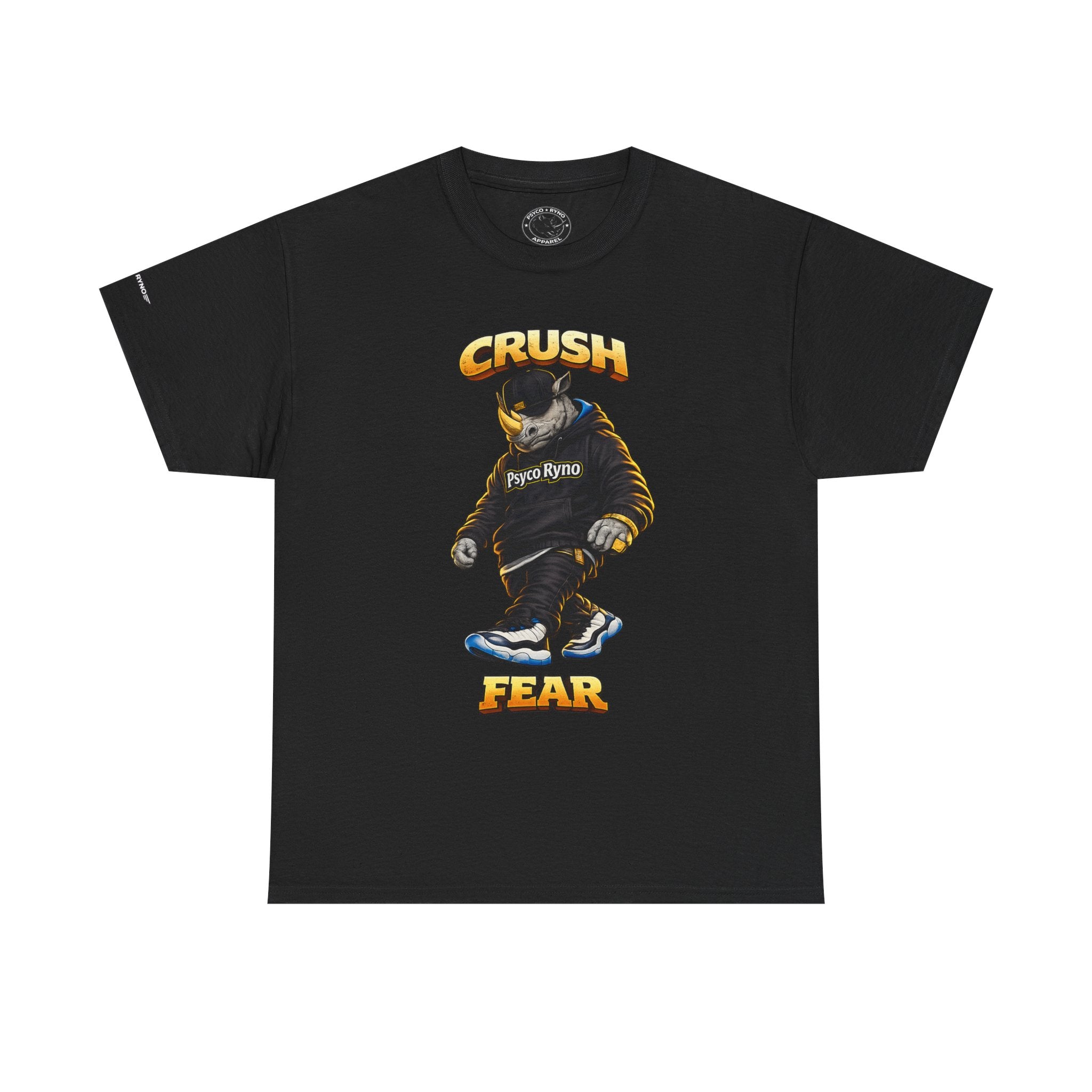 Crush Fear Rhinoceros Tee | Psycho Ryno Apparel, Bold Graphic Shirt