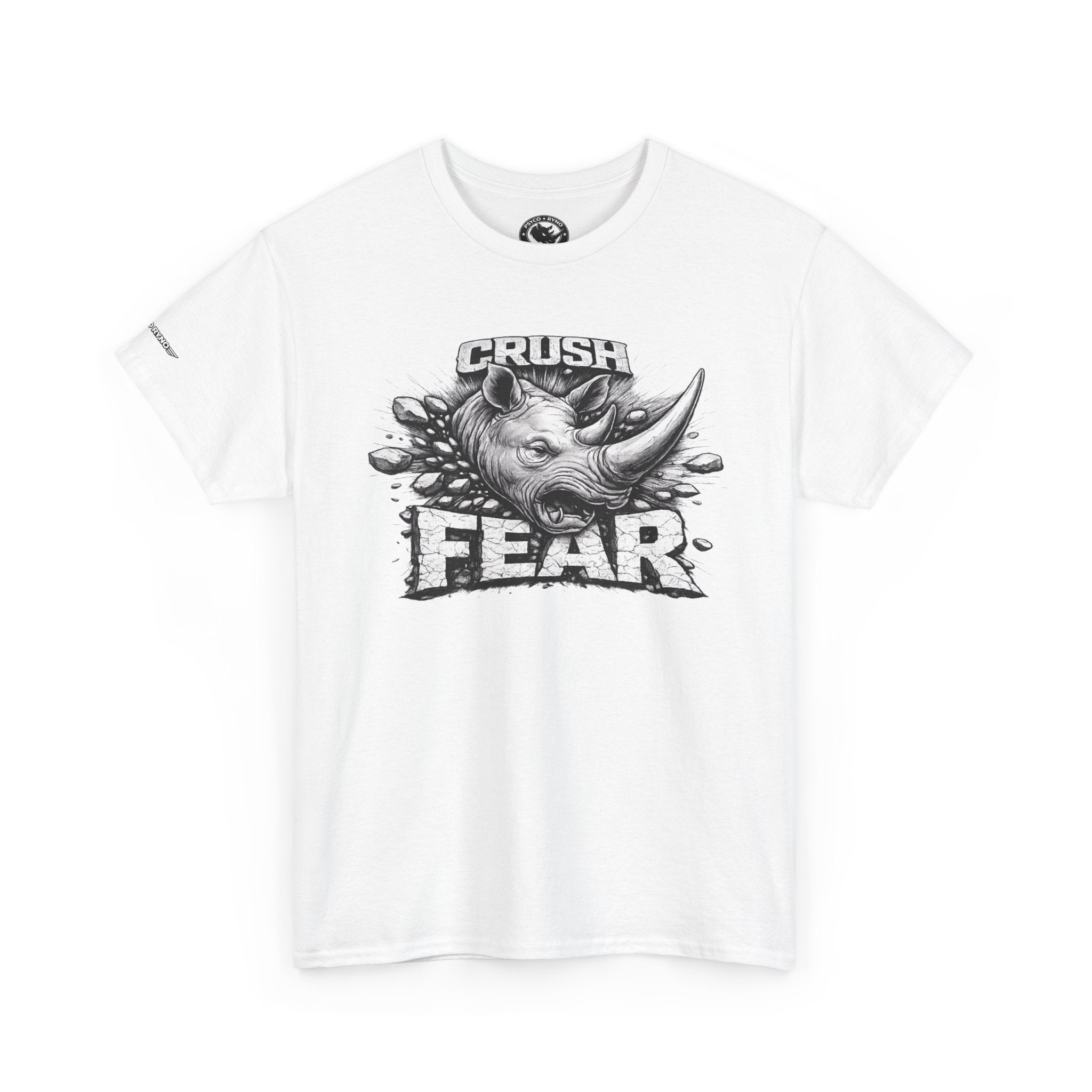 Crush Fear Rhinoceros Tee | Psycho Ryno Apparel, Bold Graphic Shirt