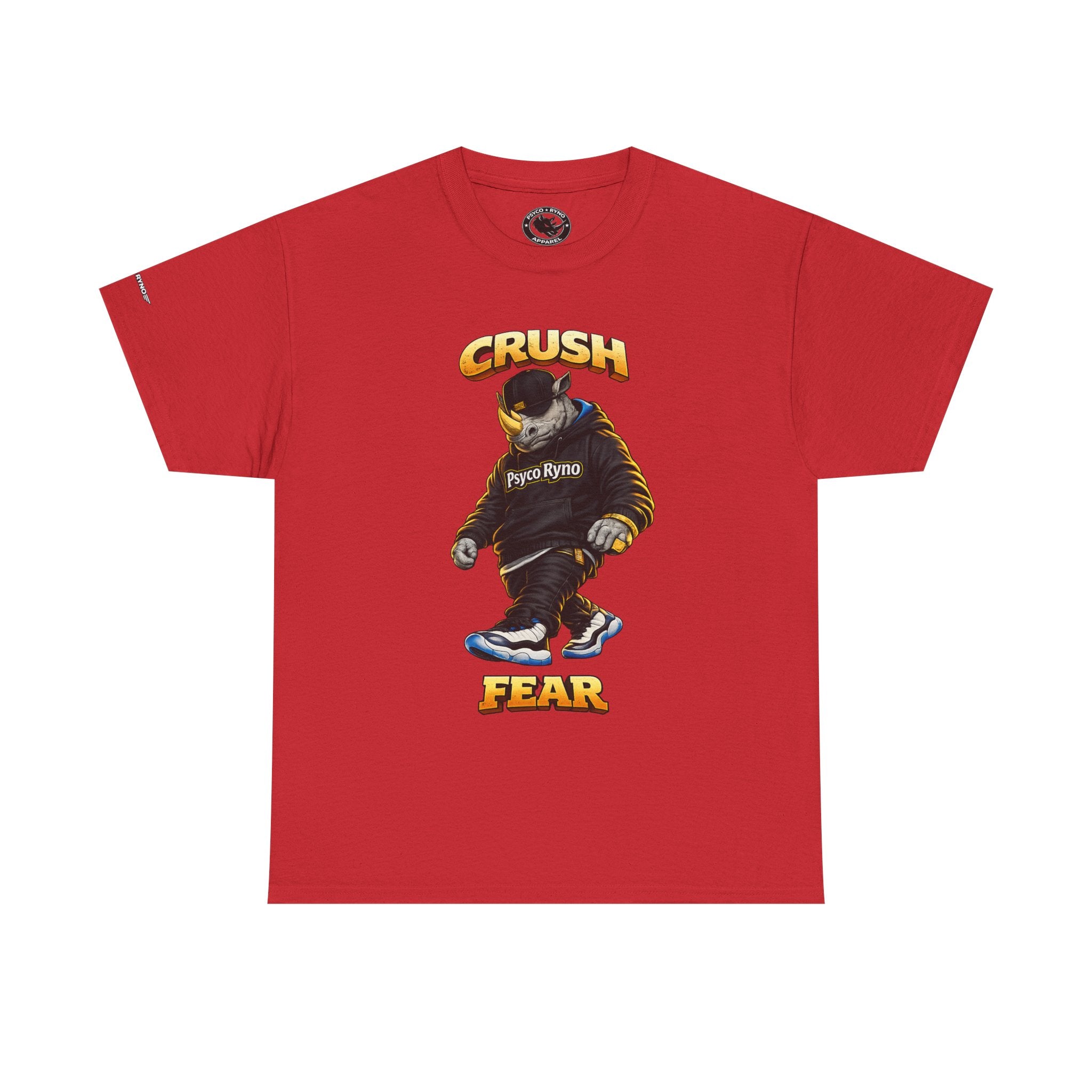 Crush Fear Rhinoceros Tee | Psycho Ryno Apparel, Bold Graphic Shirt