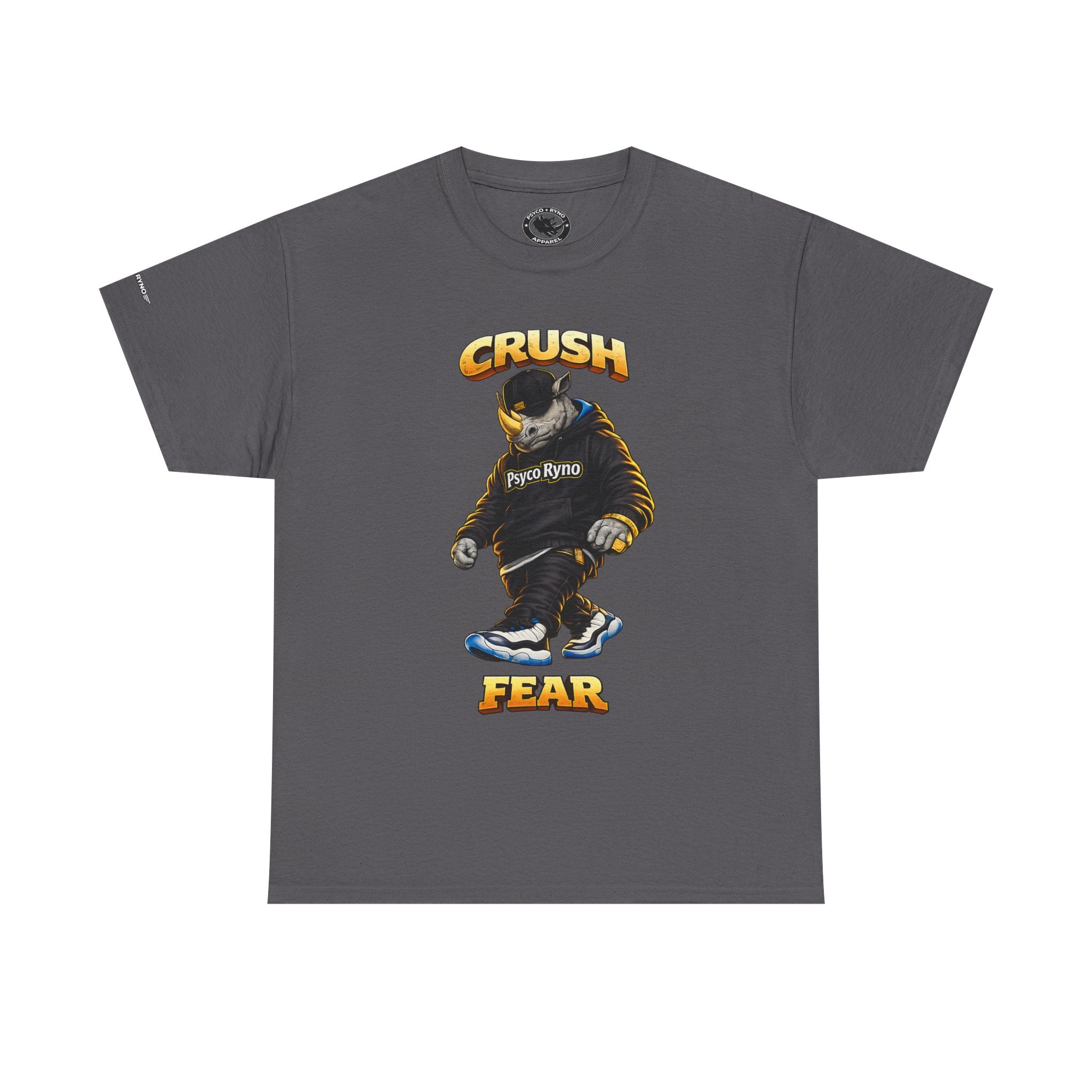 Crush Fear Rhinoceros Tee | Psycho Ryno Apparel, Bold Graphic Shirt